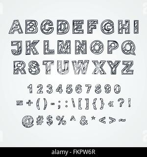 L'alphabet décoratif vecteur dessiné à la main, Illustration de Vecteur