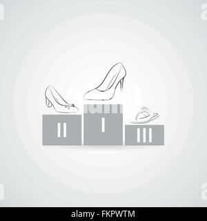 Les chaussures de femmes sur un piédestal. Icône plate Illustration de Vecteur