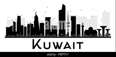 Koweït City skyline silhouette noir et blanc. Vector illustration. Concept simple pour le tourisme, la bannière de présentation Illustration de Vecteur