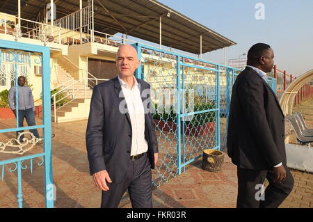 Juba, Soudan du Sud. 5e Mar, 2016. Le président de la FIFA, Gianni ...