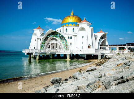 La Malaisie Malacca Melaka épeautre aussi mosquée du détroit de Malacca Adrian Baker Banque D'Images