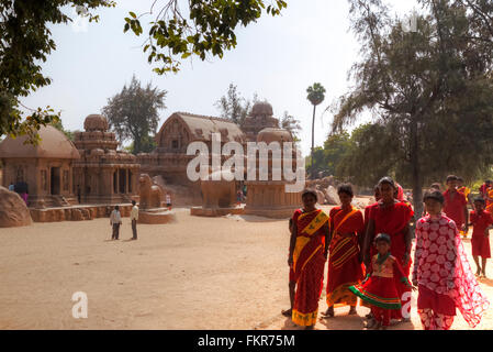 Pancha Rathas, Mahabalipuram, Kanchipuram, Tamil Nadu, Inde Banque D'Images