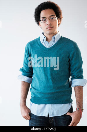 Mixed Race man with serious expression Banque D'Images