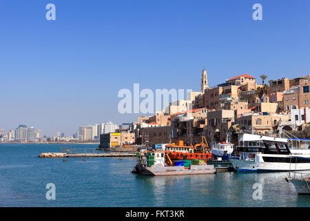 Vieux port de Jaffa à Tel-Aviv, dans l'arrière-plan Banque D'Images