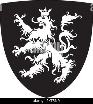 Blason du lion sur shield Illustration de Vecteur