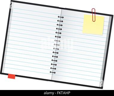 Avec le marqueur d'album, collant et Trombone sur fond blanc Illustration de Vecteur