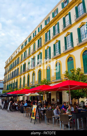 Bars et terrasses de restaurants, de la Plaza de la Merced, Malaga, Andalousie, Espagne Banque D'Images