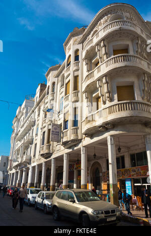 L'architecture coloniale française, rue Colbert, Casablanca, Maroc, Afrique du Nord Banque D'Images