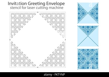 Modèle d'enveloppe pour couper au laser Illustration de Vecteur