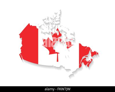 Canada carte du pays avec un drapeau et d'effet d'ombre Illustration de Vecteur