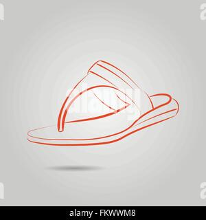 Vector icons avec un schéma simplifié de droit de sandales de plage Illustration de Vecteur