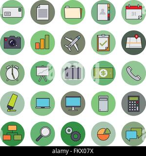 Collection de 25 business et office rempli les icônes de ligne en cercles, partie 1 Illustration de Vecteur