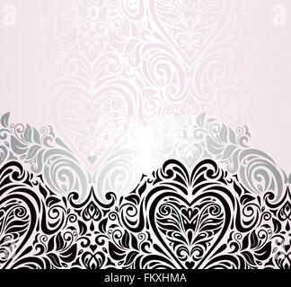 Décoration de mariage rose vintage background invitation aux cœurs des ornements de symbole Illustration de Vecteur