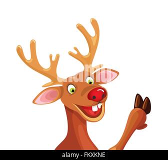 Rudolph le renne de Noël dessin animé heureux Illustration de Vecteur