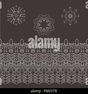 Jeu de mains en filigrane à motifs vectoriels et de fleurs stylisées Illustration de Vecteur