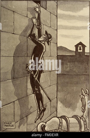 L'édition 1908 de *histoires de Don Quichotte* présente des extraits clés du roman de Miguel de Cervantes, mettant l'accent sur les aventures et les réflexions philosophiques du personnage de Don Quichotte, offrant une exploration littéraire de la pensée et de l'imagination modernes. Banque D'Images