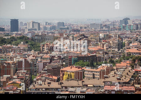 Panorama de la ville de Barcelone, vue aérienne du Parc Guell Banque D'Images