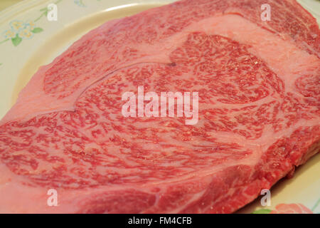 Raw japonais délicieux Bœuf Wagyu close up detail shoot Banque D'Images