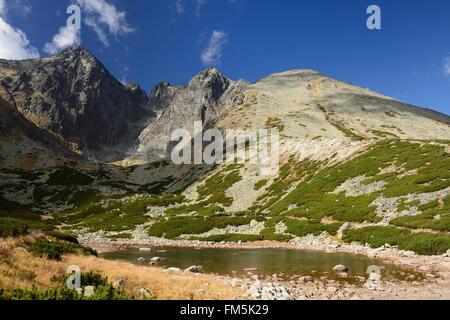 Vue sur le pic Lomnicky, l'un des plus hauts et des plus visités randonnée dans les Hautes Tatras de Slovaquie Banque D'Images