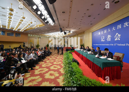 Beijing, Chine. Mar 11, 2016. Une conférence de presse sur la supervision de l'Assemblée populaire nationale (APN) est tenu en marge de la quatrième session de la 12e Assemblée populaire nationale à Beijing, capitale de Chine, le 11 mars 2016. Banque D'Images