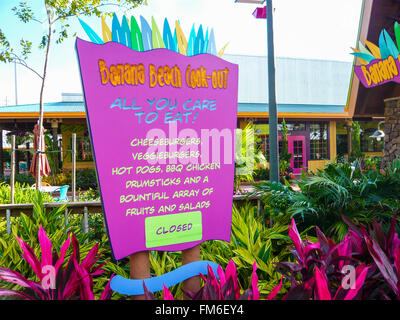 Inscrivez-vous à la plage de Banana cook-out, Aquatica, en Floride. Banque D'Images