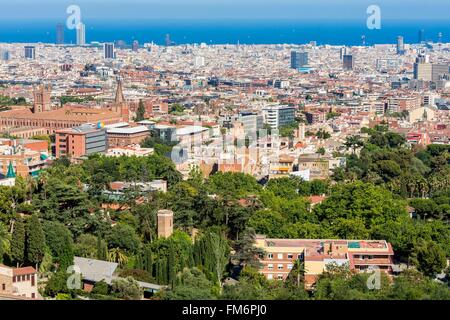 Espagne, Catalogne, Barcelone, en vue de la Can Caralleu quartier Sarria - Sant Gervasi et Sant Ignasi school à Sarria (1895) Banque D'Images