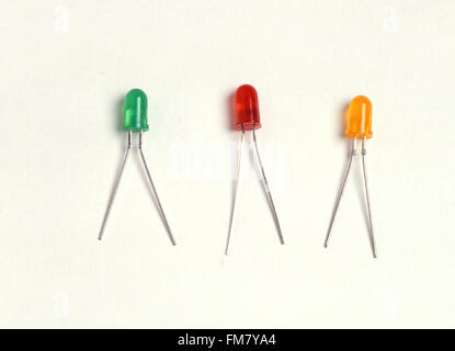 Diodes électroluminescentes (LED) en vert, rouge, jaune Banque D'Images
