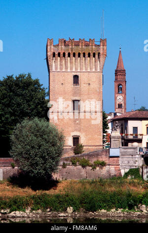 L'Italie, Lombardie, Pizzighettone, Torre del Guado, Tour, XVI, 100. Banque D'Images