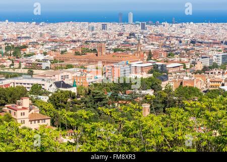 Espagne, Catalogne, Barcelone, en vue de la Can Caralleu quartier Sarria - Sant Gervasi et Sant Ignasi school à Sarria (1895) Banque D'Images