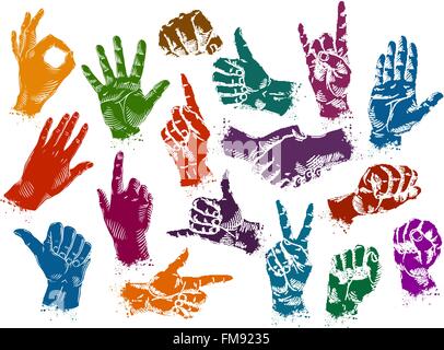 Mains icons set isolé sur fond blanc. vector illustration Illustration de Vecteur