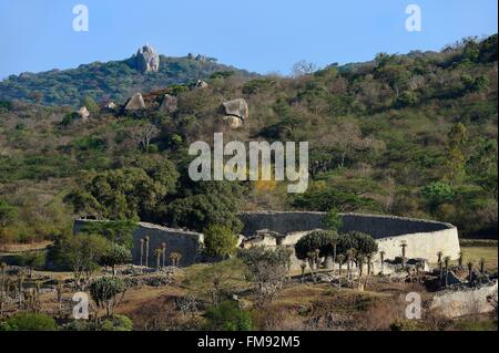 Le Zimbabwe, la province de Masvingo, les ruines du site archéologique de Grand Zimbabwe, Liste du patrimoine mondial de l'UNESCO, 10e et 15e siècle, la grande enceinte Banque D'Images