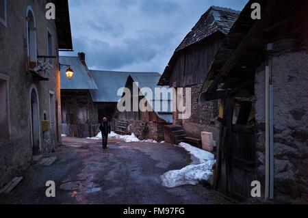 France, Hautes Alpes, Parc national des Écrins, la vallée de Freissinieres, Freissignieres, Les Viollins hameau Banque D'Images