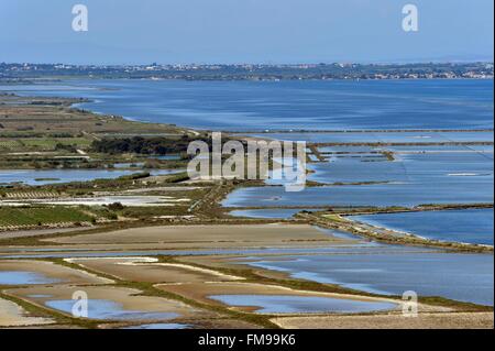 La France, l'Hérault, Sète, vue panoramique de l'étang de Thau depuis le Mont Saint Clair Banque D'Images