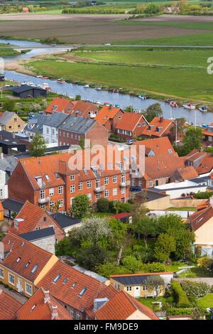 Le Danemark, le Jutland, Ribe, augmentation de la ville vue depuis la tour de la cathédrale de Ribe Domkirke Banque D'Images