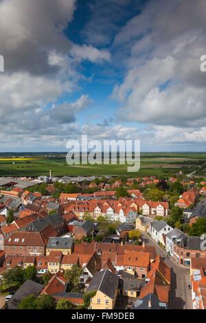 Le Danemark, le Jutland, Ribe, augmentation de la ville vue depuis la tour de la cathédrale de Ribe Domkirke Banque D'Images