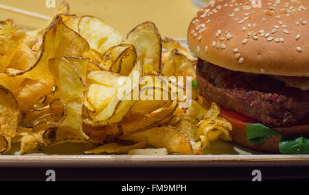 Hamburger et frites Banque D'Images