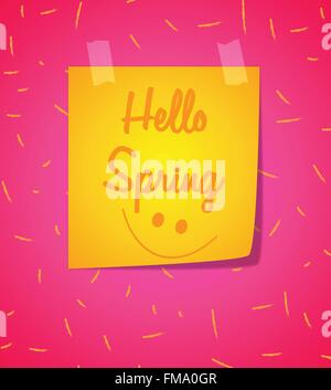 Bonjour Printemps papier remarque. Vector illustration. Illustration de Vecteur