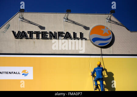 Markenname : 'Vattenfall", Berlin. Banque D'Images