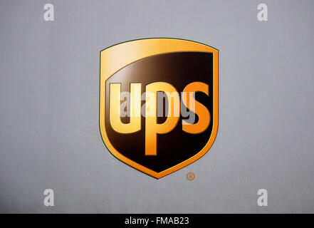 Markenname : 'UPS - United Parcel Service', Dezember 2013, Berlin. Banque D'Images