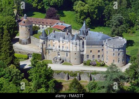 La France, l'Yonne, Chastellux sur Cure, le Château (vue aérienne) Banque D'Images