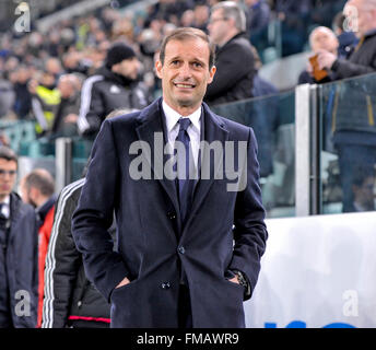 Turin, Italie. 11 mars 2016 : Massimiliano Allegri au cours de la série d'un match de football entre la Juventus et US Sassuolo Calcio au Juventus Stadium à Turin, Italie. Credit : Nicolò Campo/Alamy Live News Banque D'Images