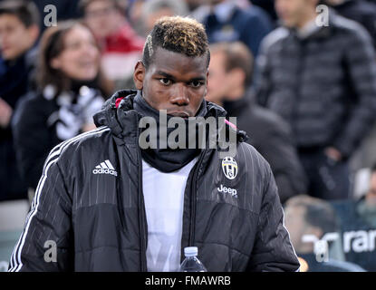 Turin, Italie. 11 mars 2016 : Paul Pogba avant la série d'un match de football entre la Juventus et US Sassuolo Calcio au Juventus Stadium à Turin, Italie. Credit : Nicolò Campo/Alamy Live News Banque D'Images