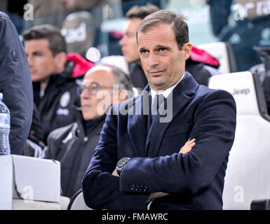 Turin, Italie. 11 mars 2016 : Massimiliano Allegri au cours de la série d'un match de football entre la Juventus et US Sassuolo Calcio au Juventus Stadium à Turin, Italie. Credit : Nicolò Campo/Alamy Live News Banque D'Images