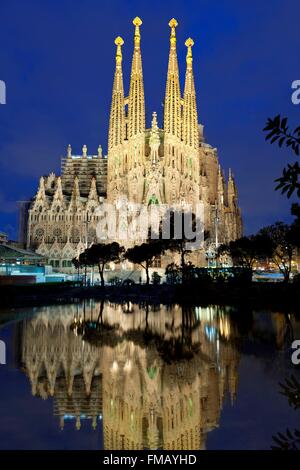 Espagne, Catalogne, Barcelone, Sagrada Familia, la cathédrale inscrite au Patrimoine Mondial de l'UNESCO Banque D'Images