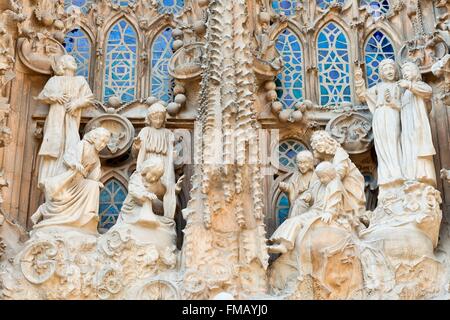 Espagne, Catalogne, Barcelone, Sagrada Familia, la cathédrale inscrite au Patrimoine Mondial de l'UNESCO Banque D'Images