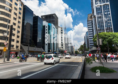 L'Avenue Paulista (Avenida Paulista) à Sao Paulo, Brésil Banque D'Images