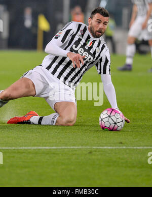 Turin, Italie. 11 mars 2016 : Andrea Barzagli en action au cours de la série d'un match de football entre la Juventus et US Sassuolo Calcio au Juventus Stadium à Turin, Italie. Credit : Nicolò Campo/Alamy Live News Banque D'Images