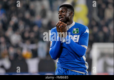 Turin, Italie. 11 mars 2016 : Alfred gestes Duncan au cours de la serie d'un match de football entre la Juventus et US Sassuolo Calcio au Juventus Stadium à Turin, Italie. Credit : Nicolò Campo/Alamy Live News Banque D'Images