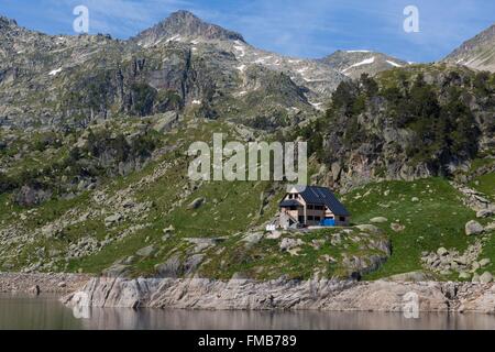 L'Espagne, la Catalogne, Val d'Aran, Salardu, Tredos, Parc National Aigües Tortes, lac et refuge Colomers Banque D'Images