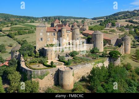 France, Saône et Loire, Berze Le Chatel, le Château (vue aérienne) Banque D'Images